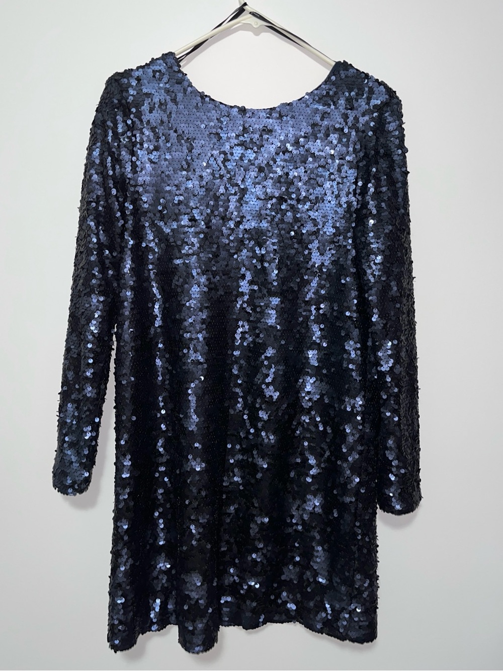 MINKPINK Navy Blue Sequin Backless Long-Sleeve Dress